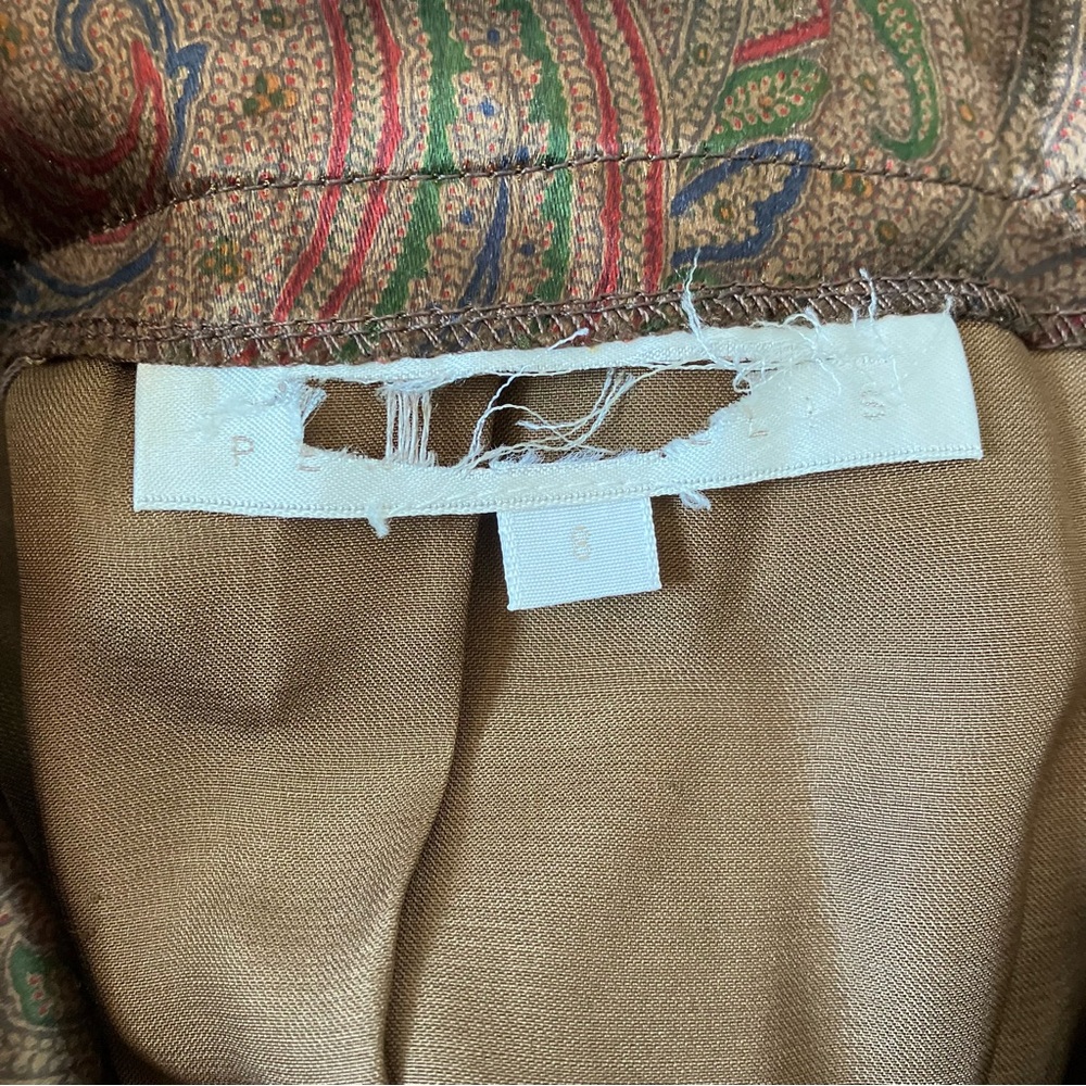Perry Ellis Vintage Brown Paisley High Waisted Ladies Cropped Silk Trousers - Picture 11 of 11